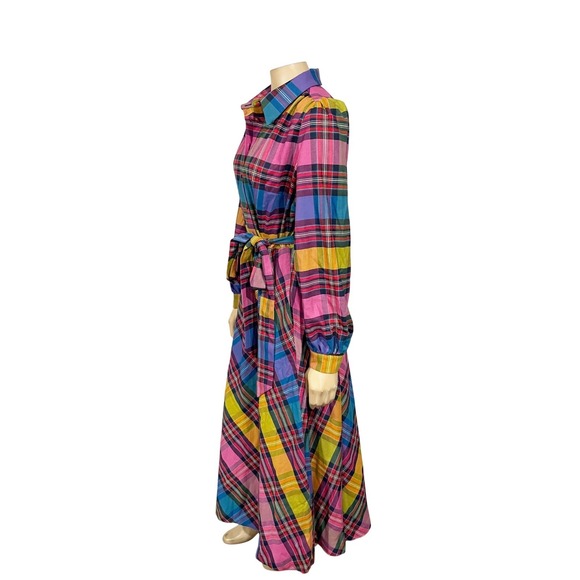 Boden Vivienne Bold Check Button Up Maxi Dress Belted Long Sleeve | Size 12 - Picture 10 of 12